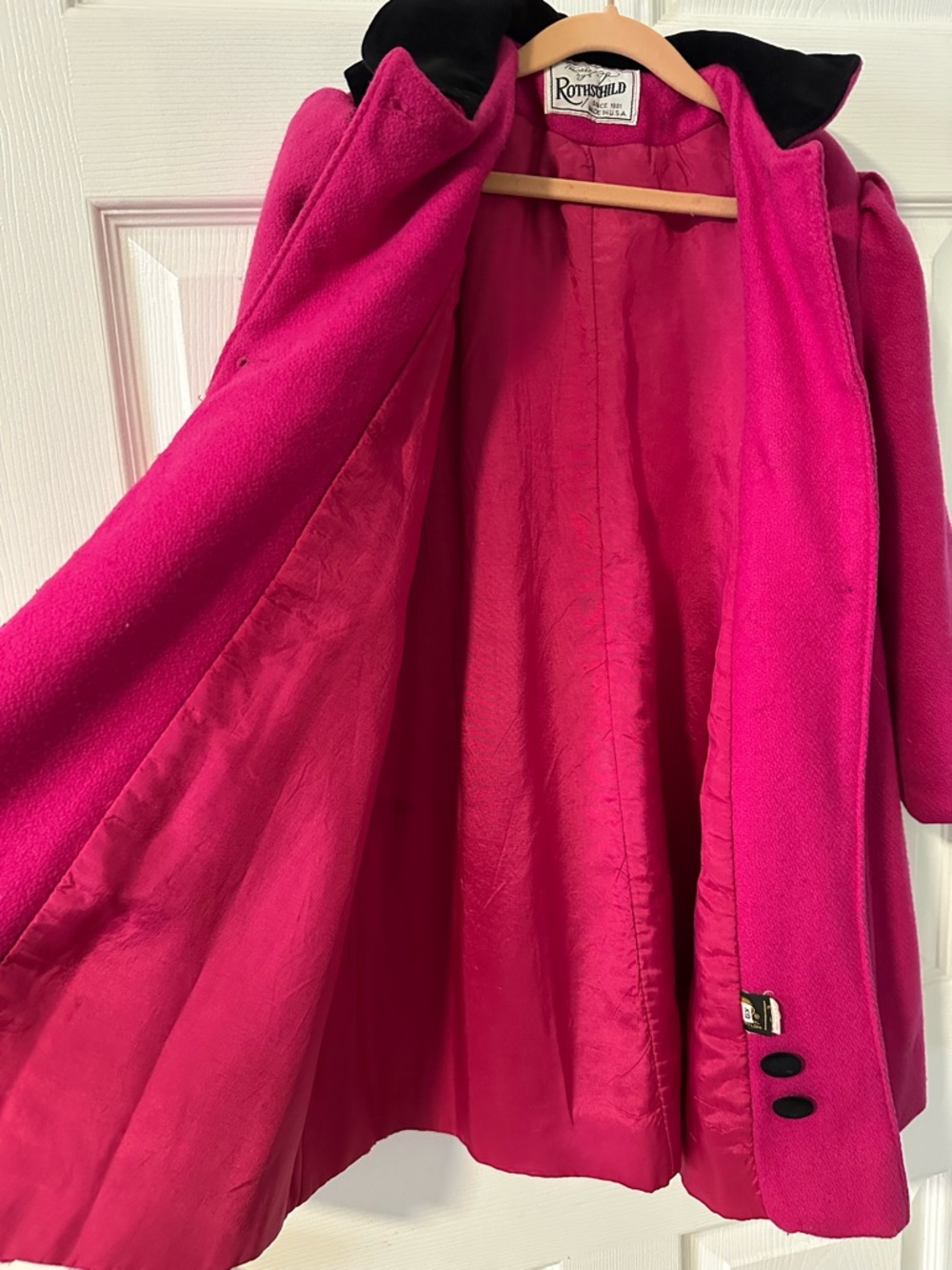 Rothschild Hot Pink Coat with Black Velvet Collar - Picture 3 of 4